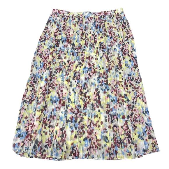 BANANA REPUBLIC Floral Pleated Midi Pull On Skirt Sz Small - Picture 2 of 5